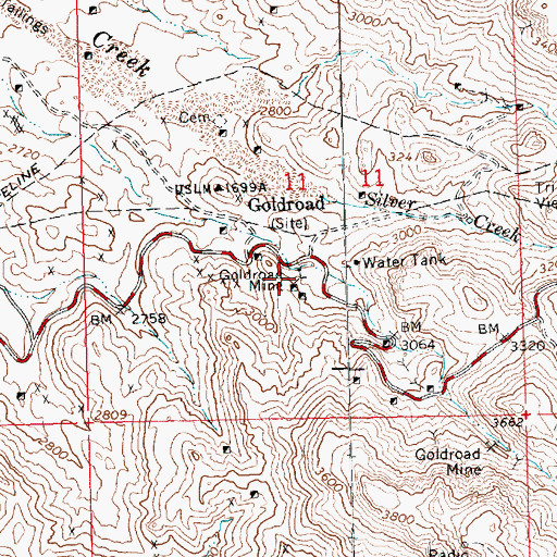 Topographic Map of Goldroad Mine, AZ