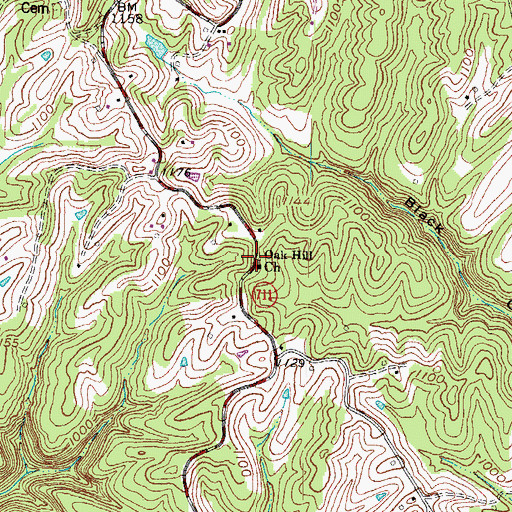 Topographic Map of Oak Hill Church, KY