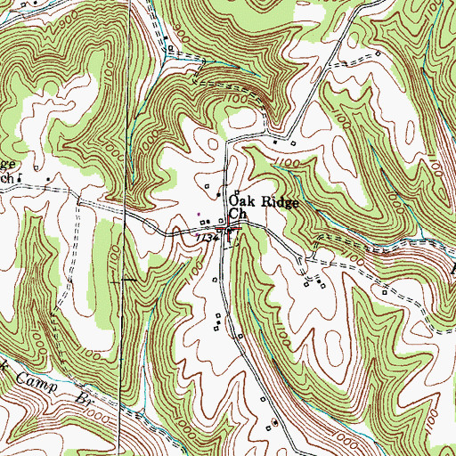 Topographic Map of Oak Ridge Church, KY