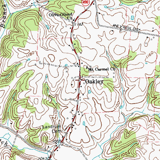 Topographic Map of Oakley, KY