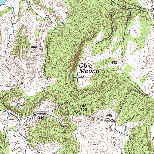 Topographic Map of Obie Mound, KY