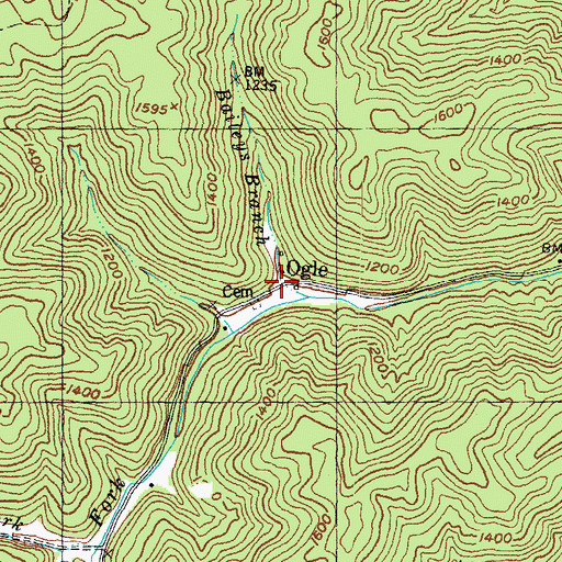 Topographic Map of Ogle, KY