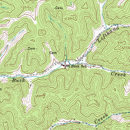 Topographic Map of Old Buck School, KY