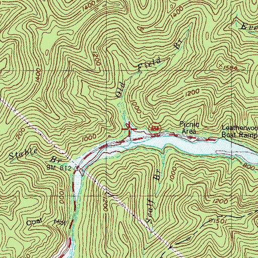 Topographic Map of Old Field Branch, KY