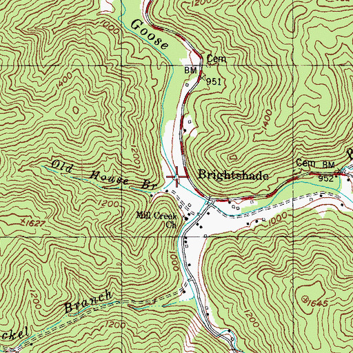 Topographic Map of Old House Branch, KY