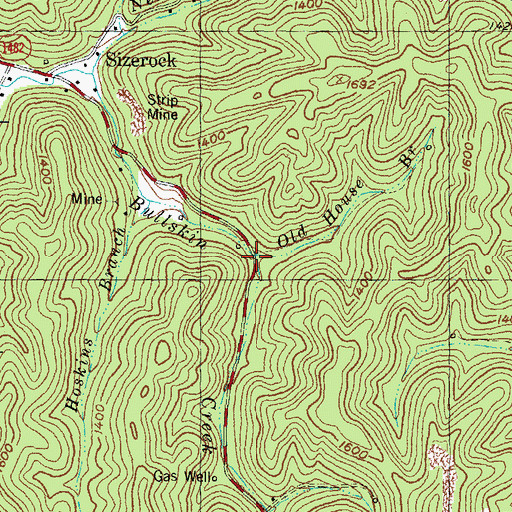 Topographic Map of Old House Branch, KY