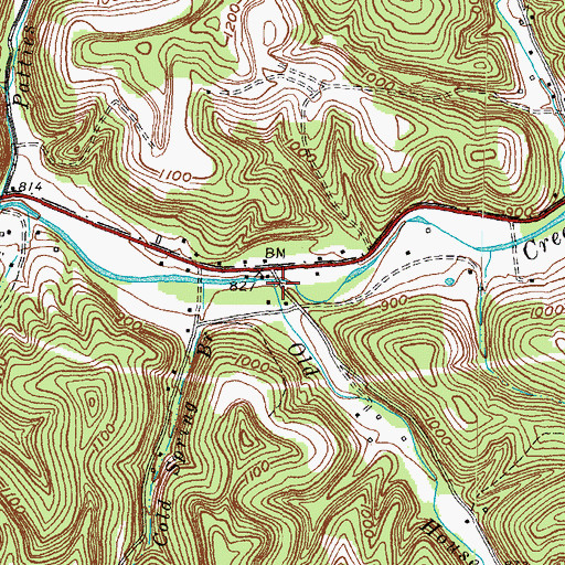 Topographic Map of Old House Creek, KY
