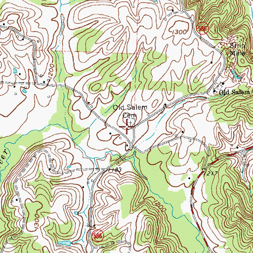Topographic Map of Old Salem Cemetery, KY