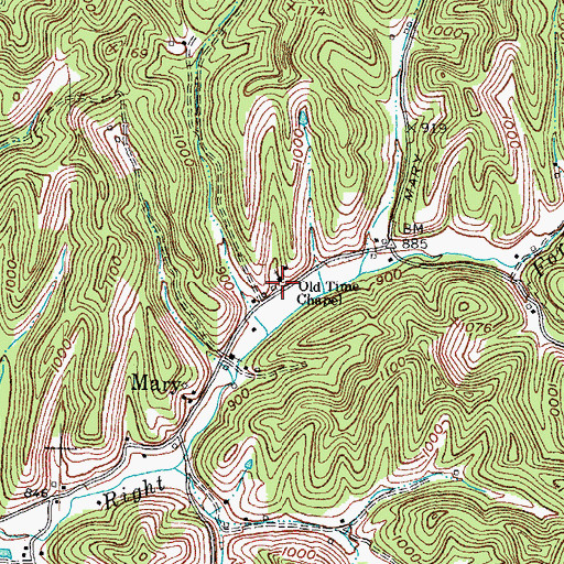 Topographic Map of Old Time Chapel, KY