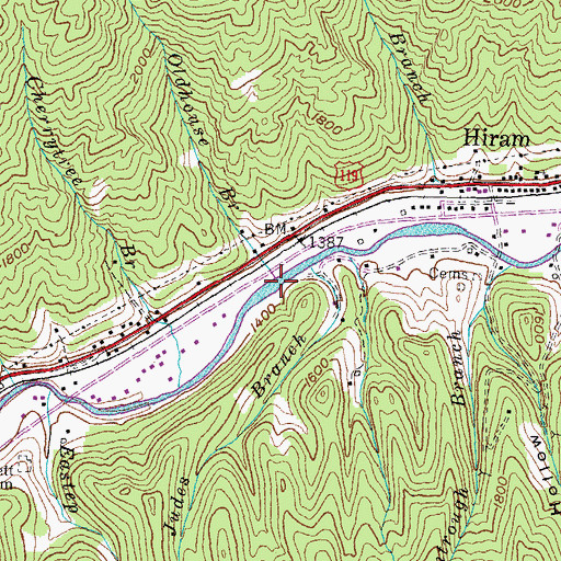 Topographic Map of Oldhouse Branch, KY