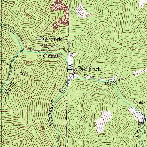 Topographic Map of Oldhouse Branch, KY
