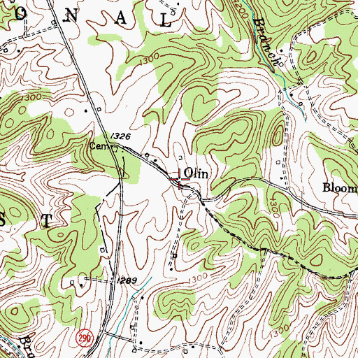 Topographic Map of Olin, KY