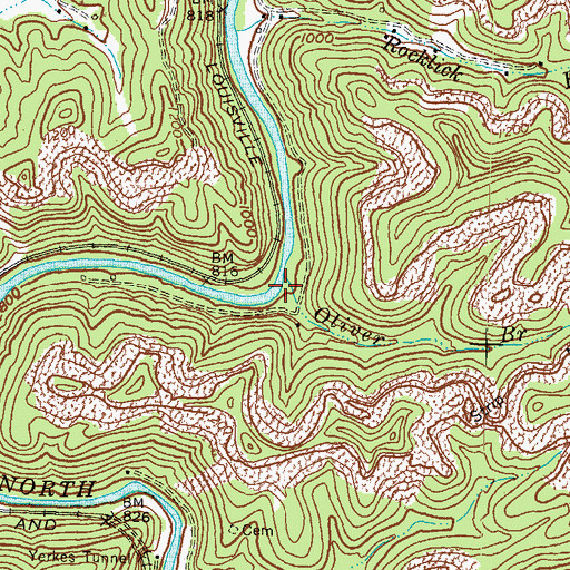 Topographic Map of Oliver Branch, KY
