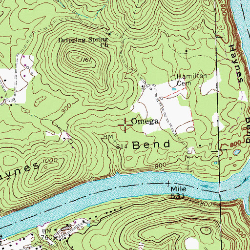 Topographic Map of Omega, KY