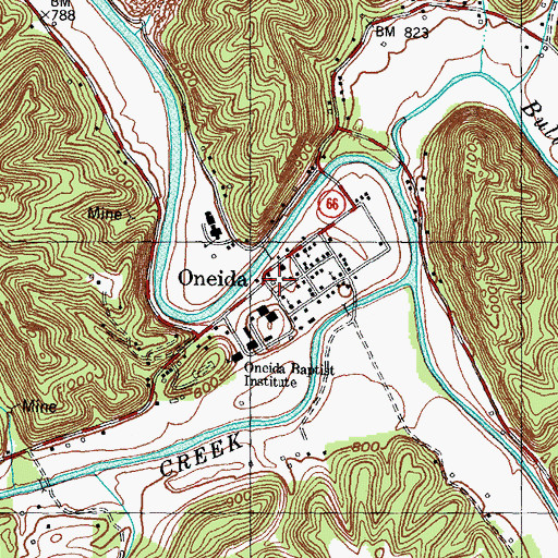 Topographic Map of Oneida, KY