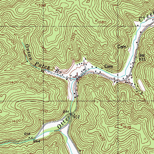 Topographic Map of Onion Patch Branch, KY