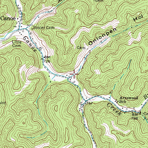 Topographic Map of Onionpen Hollow, KY