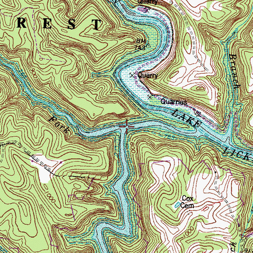 Topographic Map of Open Fork, KY