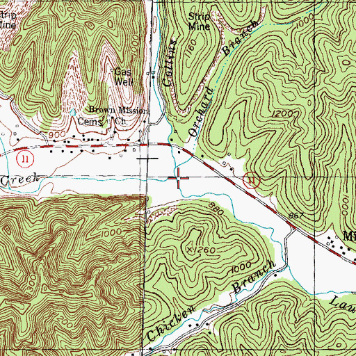 Topographic Map of Orchard Branch, KY