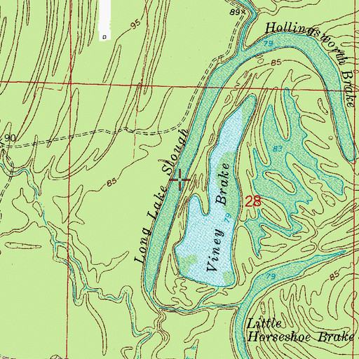 Topographic Map of Long Lake Slough, AR