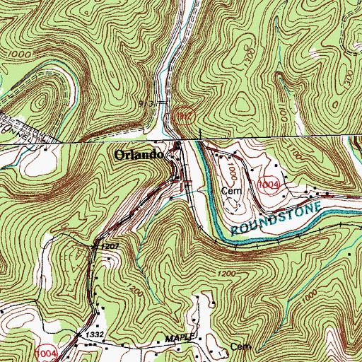 Topographic Map of Orlando, KY