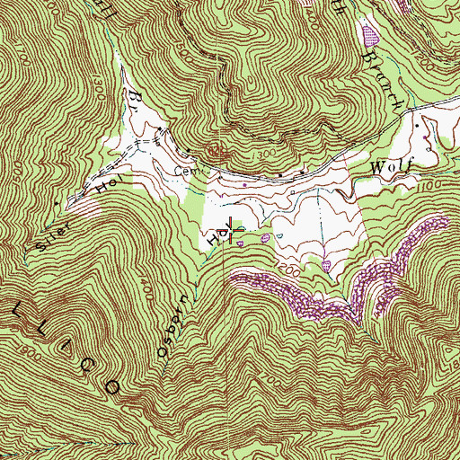 Topographic Map of Osborn Hollow, KY