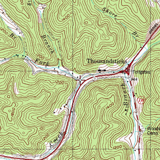 Topographic Map of Osborne Fork, KY