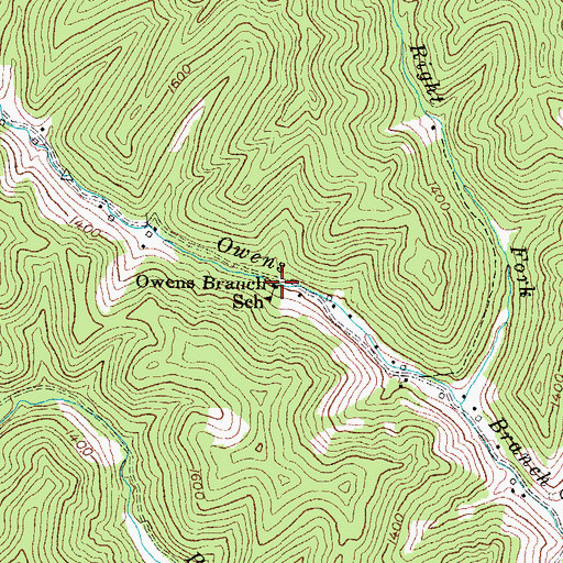 Topographic Map of Owens Branch School, KY
