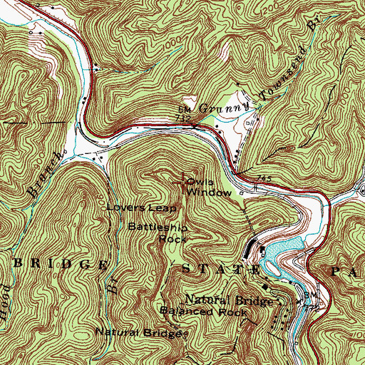 Topographic Map of Owls Window, KY