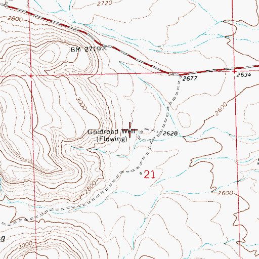 Topographic Map of Goldroad Well, AZ