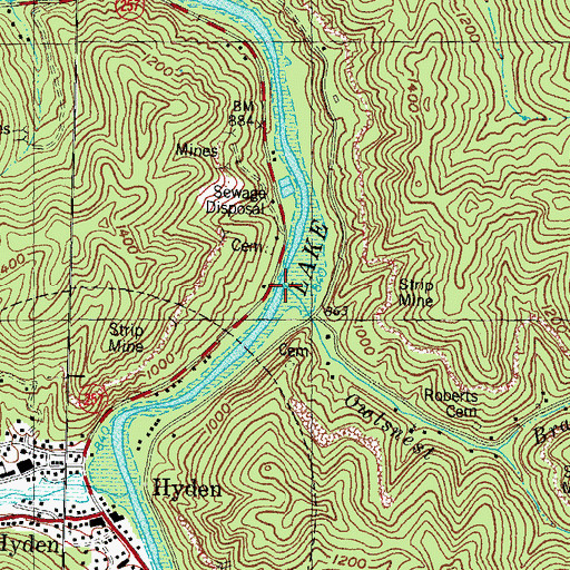 Topographic Map of Owlsnest Branch, KY