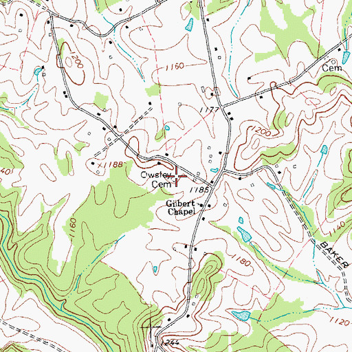 Topographic Map of Owsley Cemetery, KY