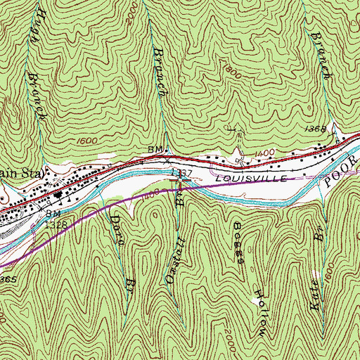Topographic Map of Oxstall Branch, KY