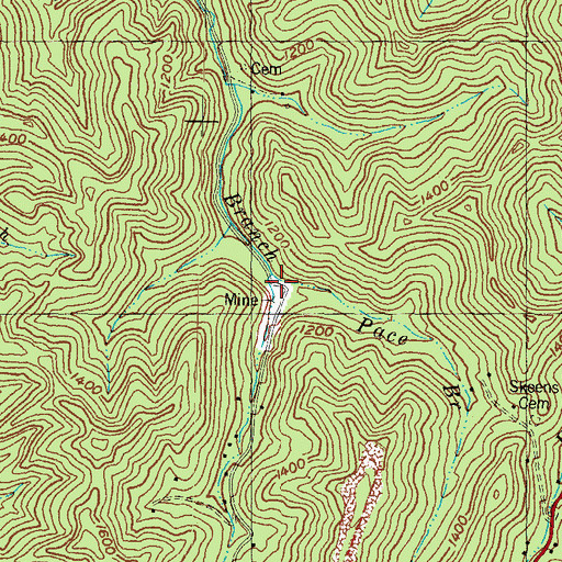 Topographic Map of Pace Branch, KY