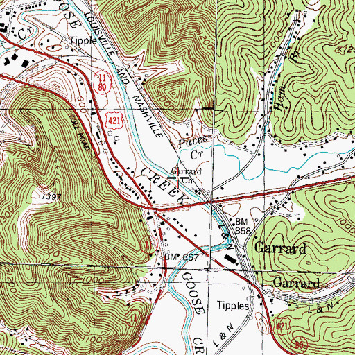 Topographic Map of Paces Creek, KY