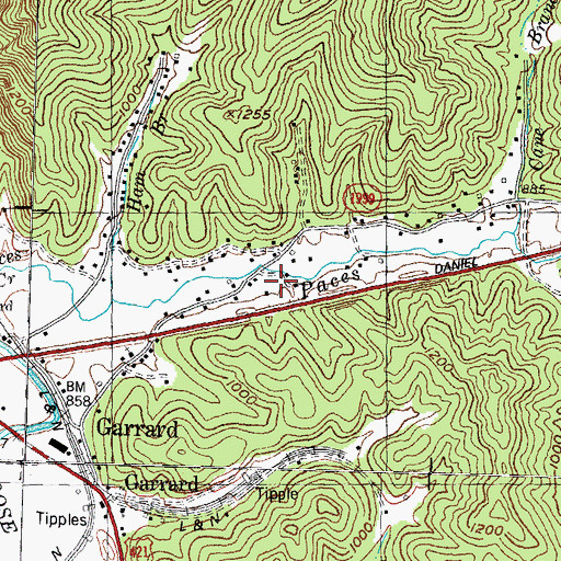 Topographic Map of Paces Creek School, KY
