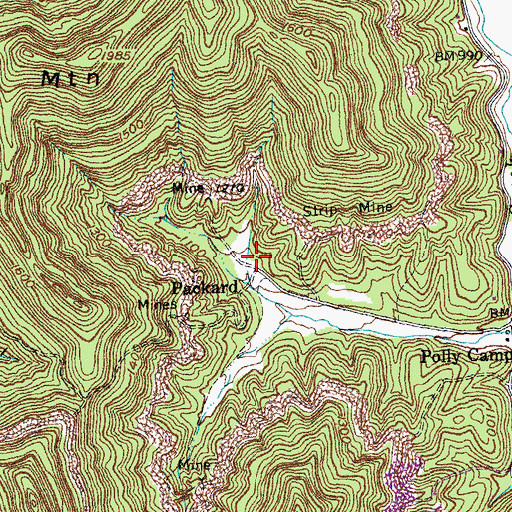 Topographic Map of Packard, KY