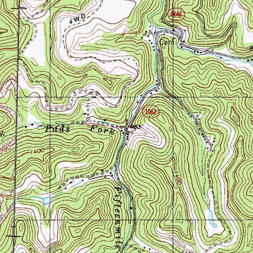 Topographic Map of Pads Fork, KY