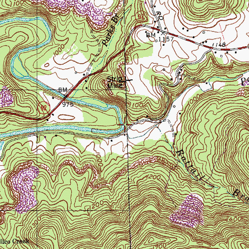 Topographic Map of Paint Creek, KY