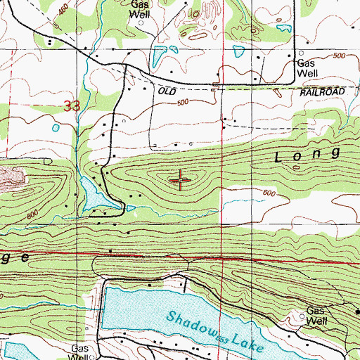 Topographic Map of Long Ridge, AR