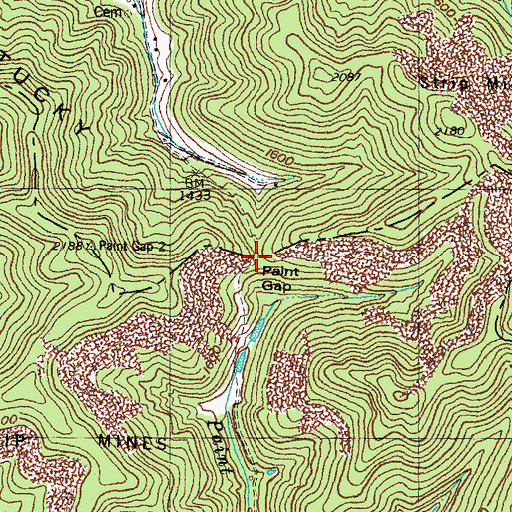 Topographic Map of Paint Gap, KY