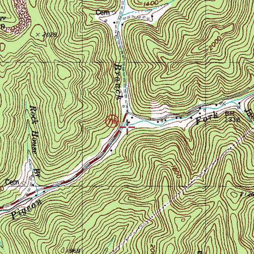 Topographic Map of Paint Gap Branch, KY