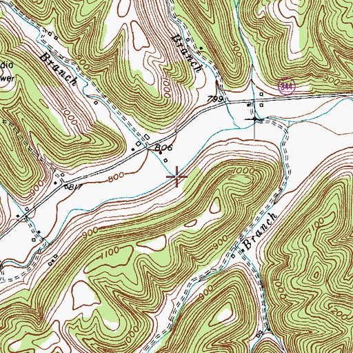 Topographic Map of Paint Lick Branch, KY