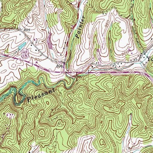 Topographic Map of Painter Branch, KY