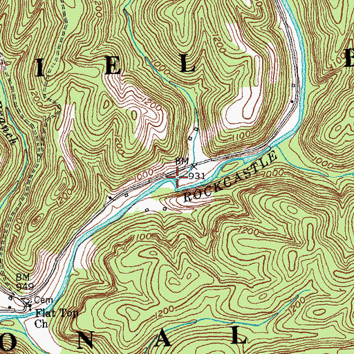 Topographic Map of Panther Creek, KY