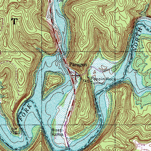 Topographic Map of Paragon, KY