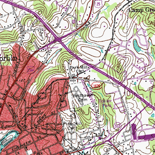 Topographic Map of Park Hill Church, KY