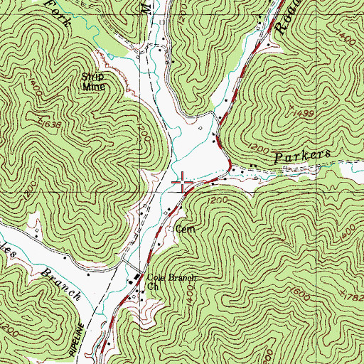 Topographic Map of Parkers Branch, KY
