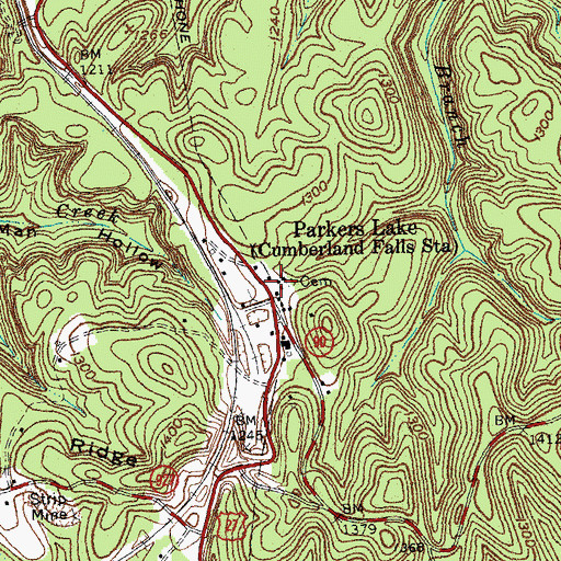 Topographic Map of Parkers Lake, KY
