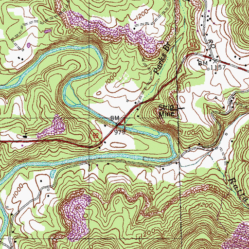 Topographic Map of Parks Branch, KY